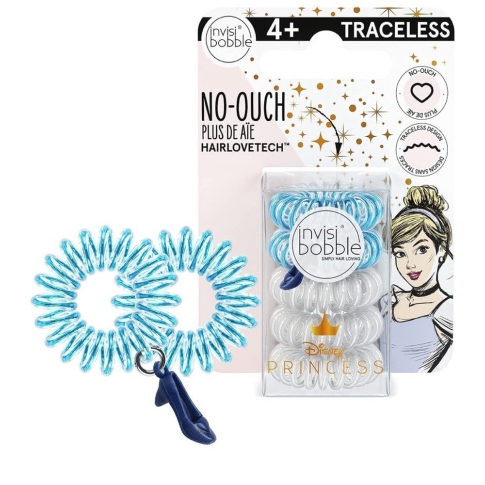 3/$20 ✨NWT Invisibobble Disney Princess Cinderella Traceless Hair Ties x5